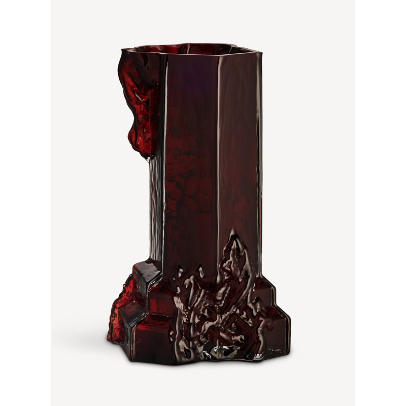 Rocky Baroque Handmade Crystal Glass Table Vase, Oxblood