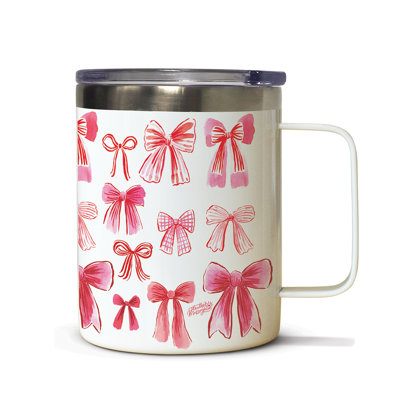 Vintage Bows Stainless Steel Mug w/Lid 12 oz.