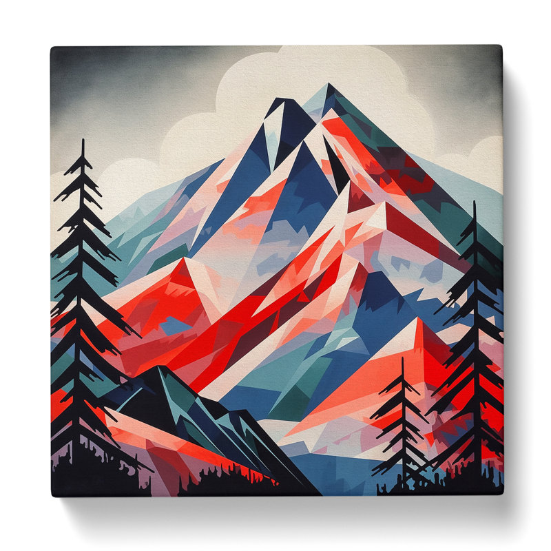 Japanese Mountains Constructivism No.3 - No Frame Print, 35cm H x 35cm W x 3cm D
