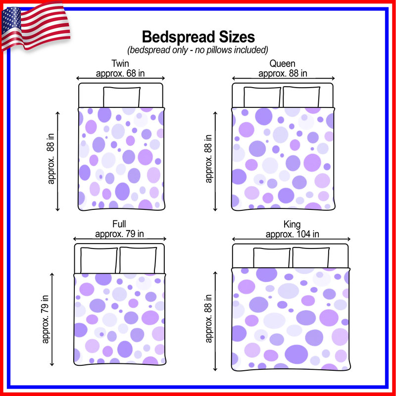 Purple Circle Pattern Quilted Bedspread All Sizes, King