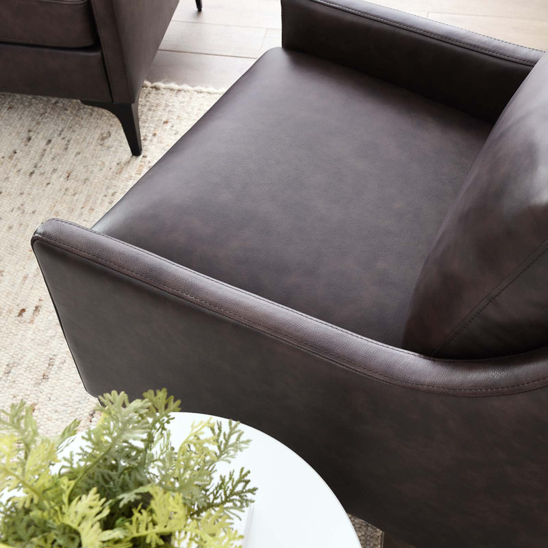 Modway Corland Leather Armchair, Brown Faux Leather