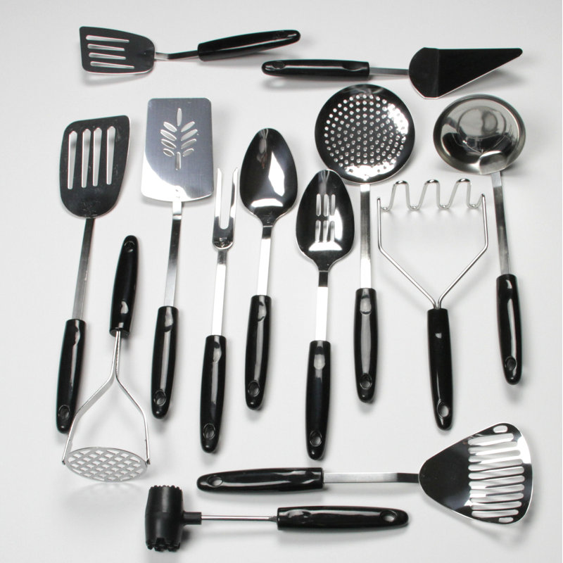 13-Piece Stainless Steel and Black Kitchen Tool Set