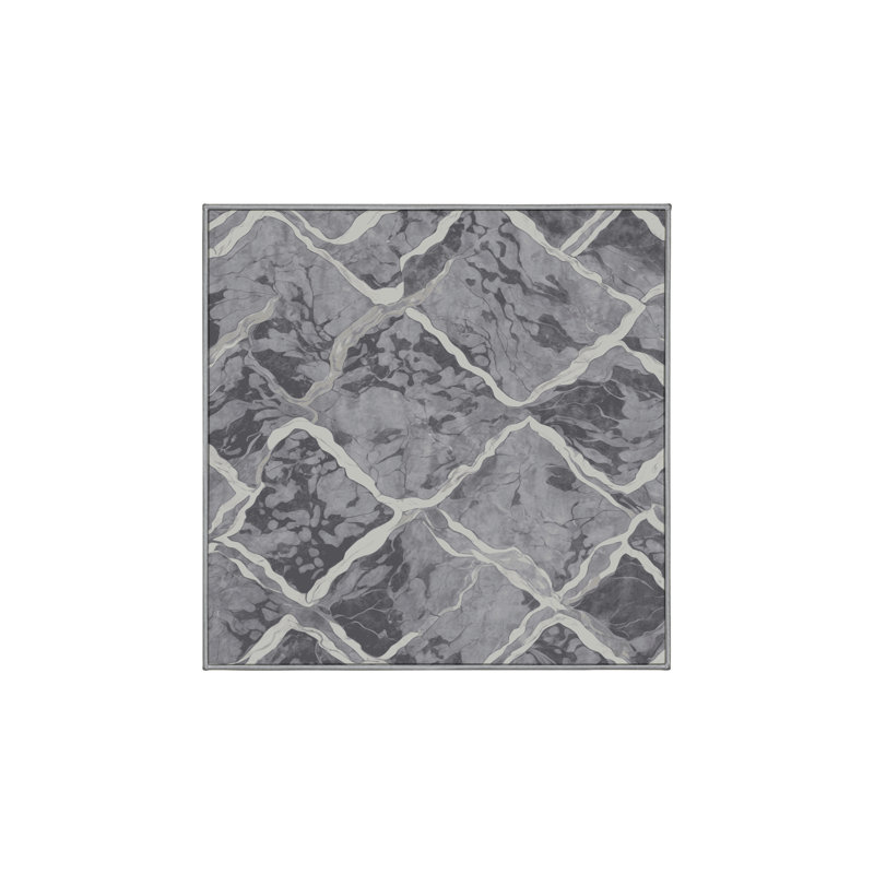 Machine Washable Gray Area Rug, Square 8'