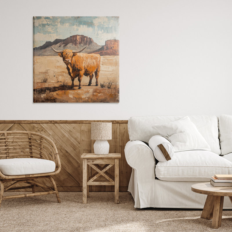 Toile de vache du désert, design par Petal Prints Design, H 30 po x l 30 po