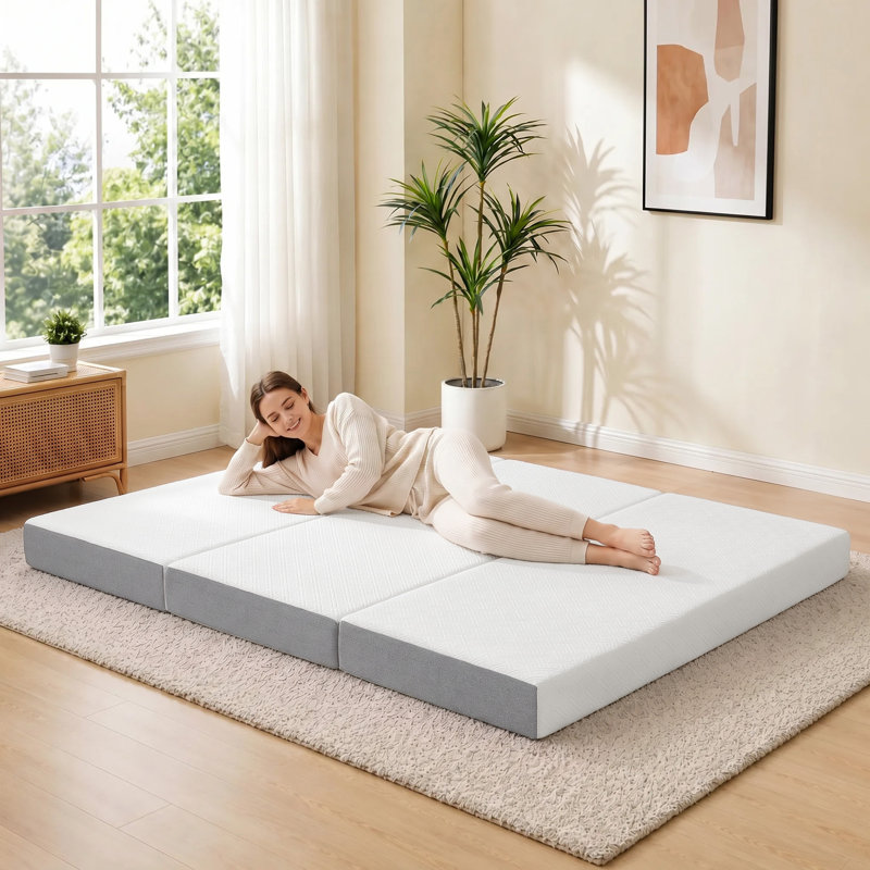 Matelas pliable simple, matelas en mousse mémoire pliable en trois parties de 15 cm, Twin