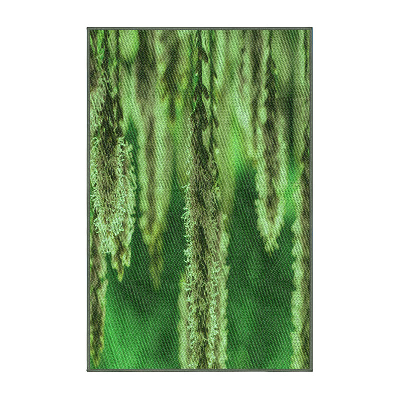 Tapis floral en laine vert, Rectangle 5 pi x 7 pi