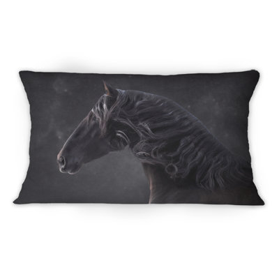 Portrait d'un cheval andalou - coussin décoratif traditionnel imprimé