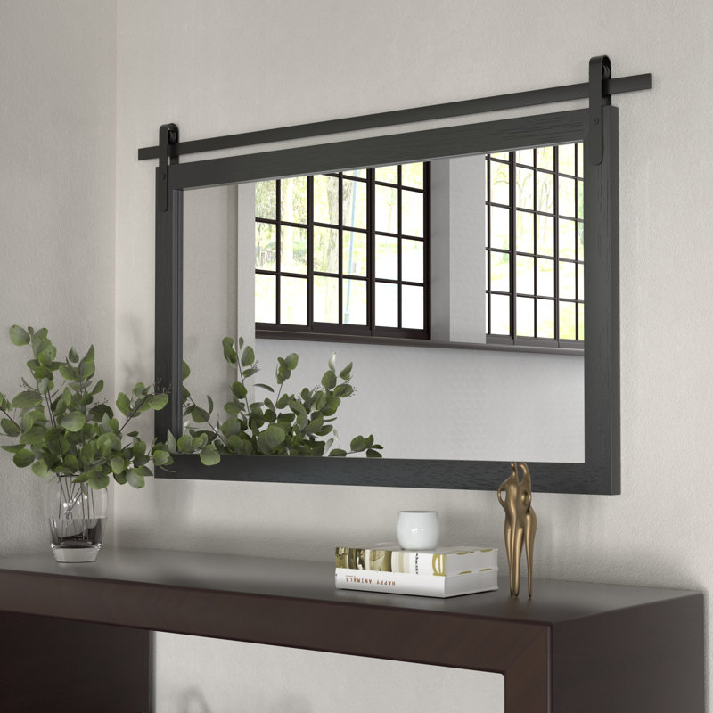 Miroir d'appoint mural rectangulaire, Noir, 26 po x 40 po