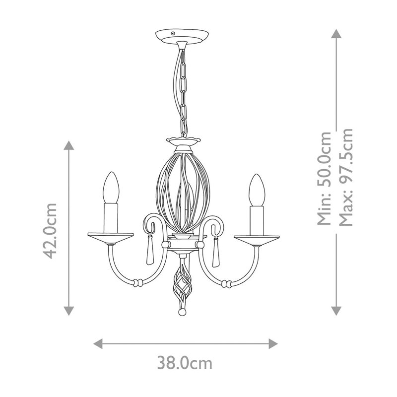 Thebes 3 - Light Candle Style Chandelier, Polished Nickel