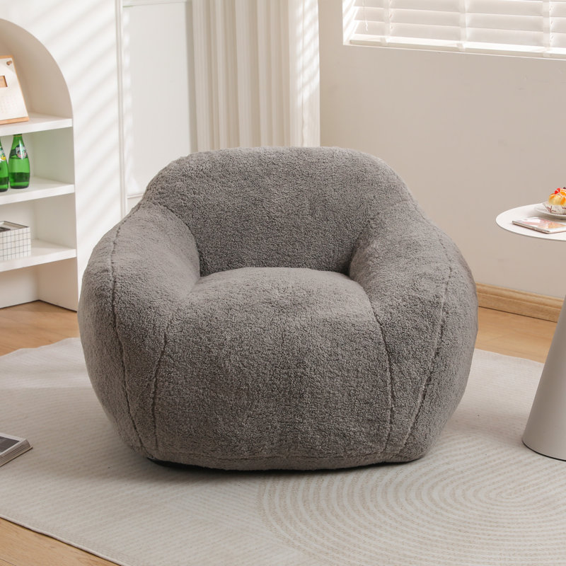 Fauteuil à billes, Peluche gris clair, H 26,8 po x l 39,4 po x P 36,6 po 