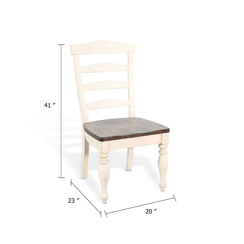 Ensemble de 2 chaises de salle à manger Dean, dossier échelle, brun foncé, bois massif blanc