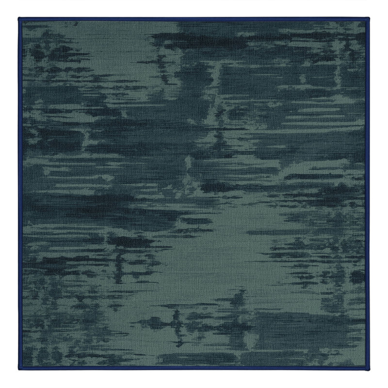 Machine Washable Abstract Blue Area Rug, Square 3'