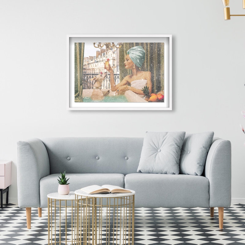 Oliver Gal Tropical Bath Fashion - Diamond Dust Shadowbox Framed Wall Art, 21.5" H x 31.5" W, White