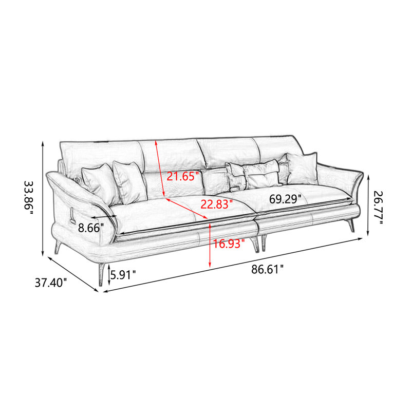 Canapé modulaire kaki en cuir véritable, Kaki