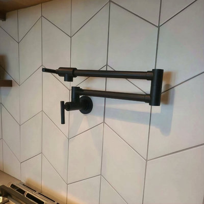 Pot Filler Faucet Wall Mount,Commercial Kitchen Faucet Folding Stretchable With Double Joint Swing Arms,Kitchen Sink Faucet With Single Hole 2 Handles And 2 Cartridges To Control Water