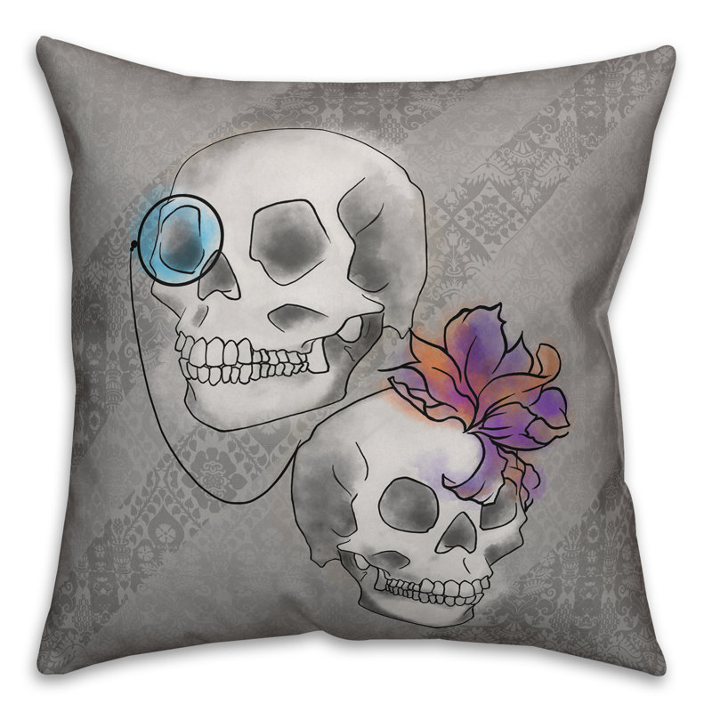 Sophisticated Skulls Outdoor Reversible Throw Pillow, Outdoor