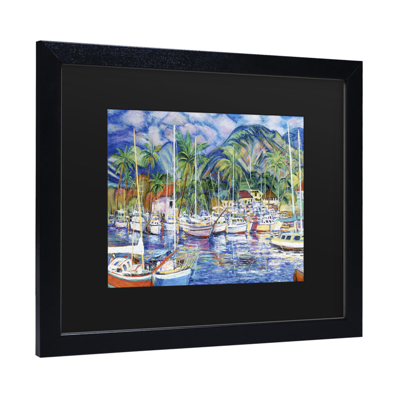 Reproduction d'art sur toile, "Lahaina Marina" par Masters Fine Art, H 11 po x l 14 po x P 0,5 po, Noir
