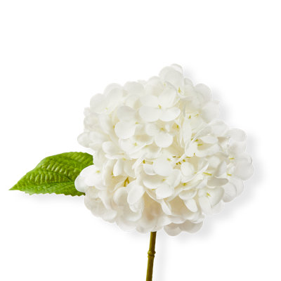 Soft Touch Faux Hydrangea Stem - White Artificial Flower Stem for Everyday Decor, 13" Tall, Easy Care