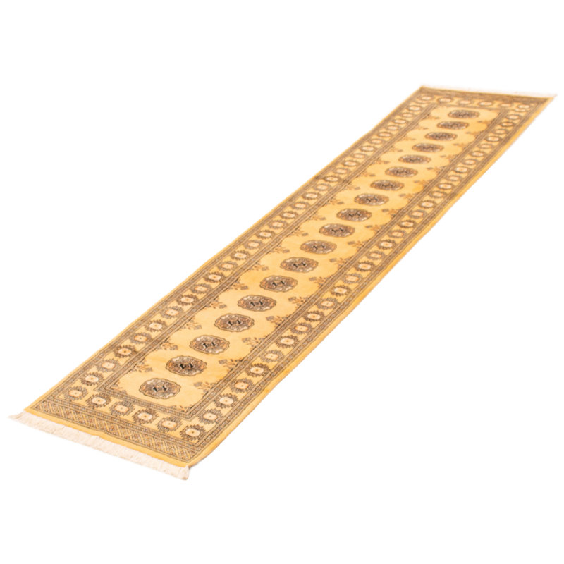 Tapis unique en laine noué à la main peshawar bokhara doré 2 pi 7 po x 10 pi 4 po