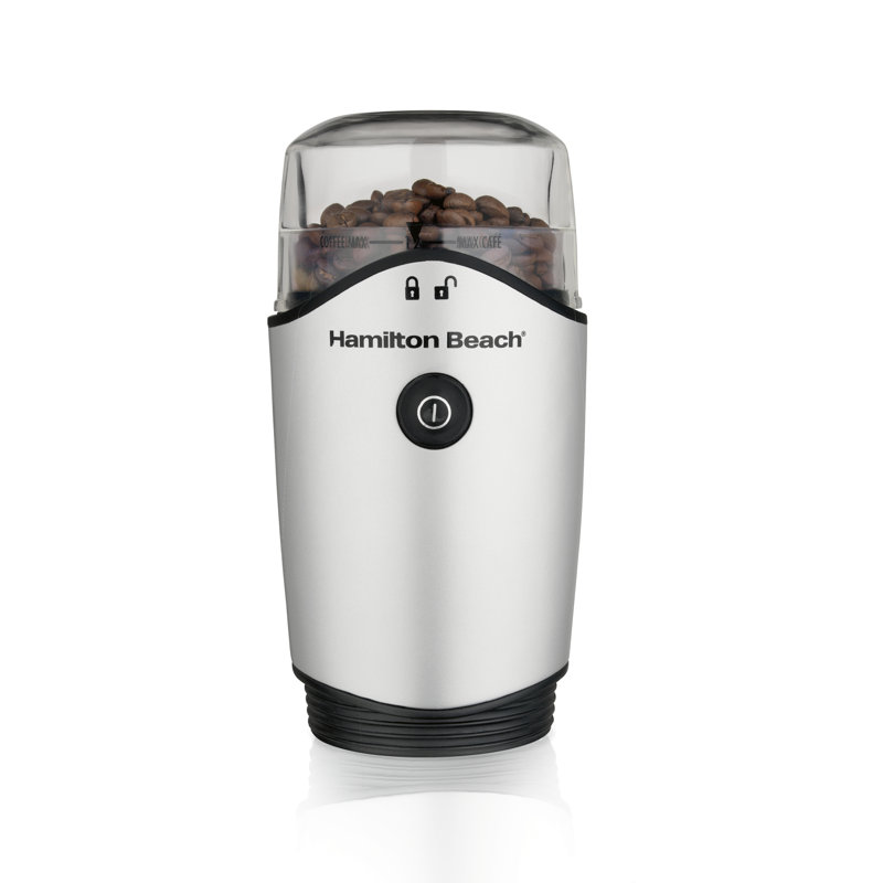 Moulin à café Hamilton Beach avec rangement pour cordon caché, bol en acier inoxydable, argent, 80350G