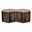 Table basse hexagonale en bois antique, 2 pièces, grand espace de rangement, matériau, style tendance, assemblage simple de 47,4 po de côté, forte et polyvalente, utilisation polyvalente dans divers environnements, guide-506052506
