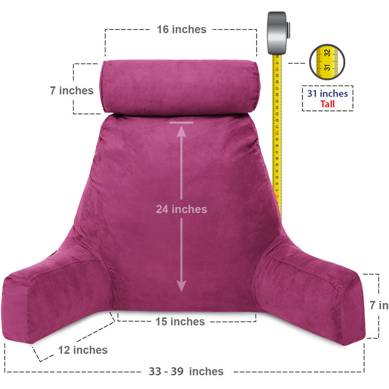Bed Rest Pillow Cover & Insert, Sliding Raspberry