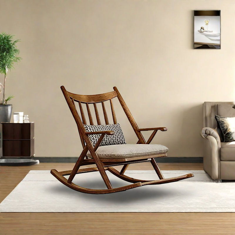 Chaise berçante en bois de frêne, Kaki