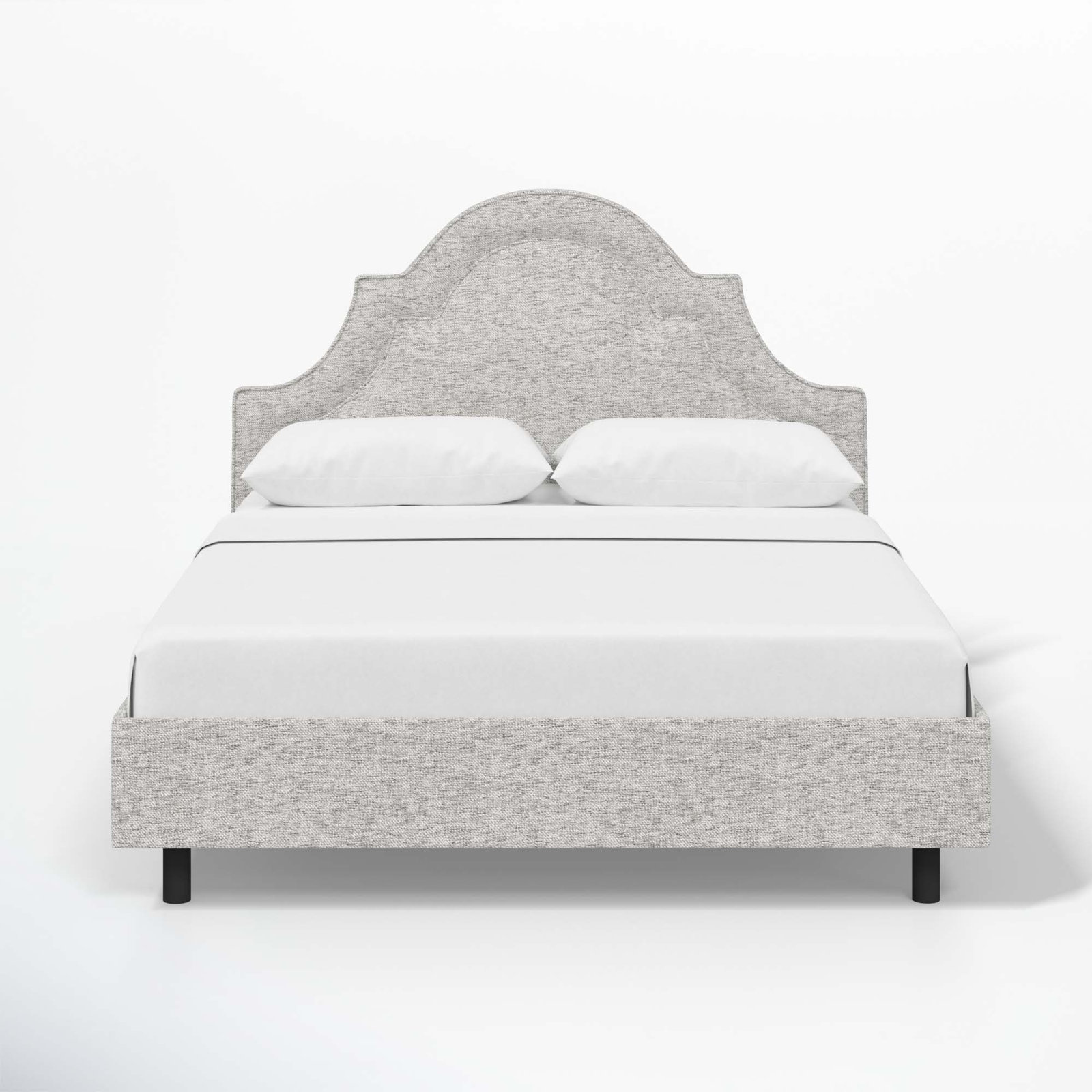 Knipe Upholstered Scalloped Bed, California King, Milsap Spray Sustain® Tweed