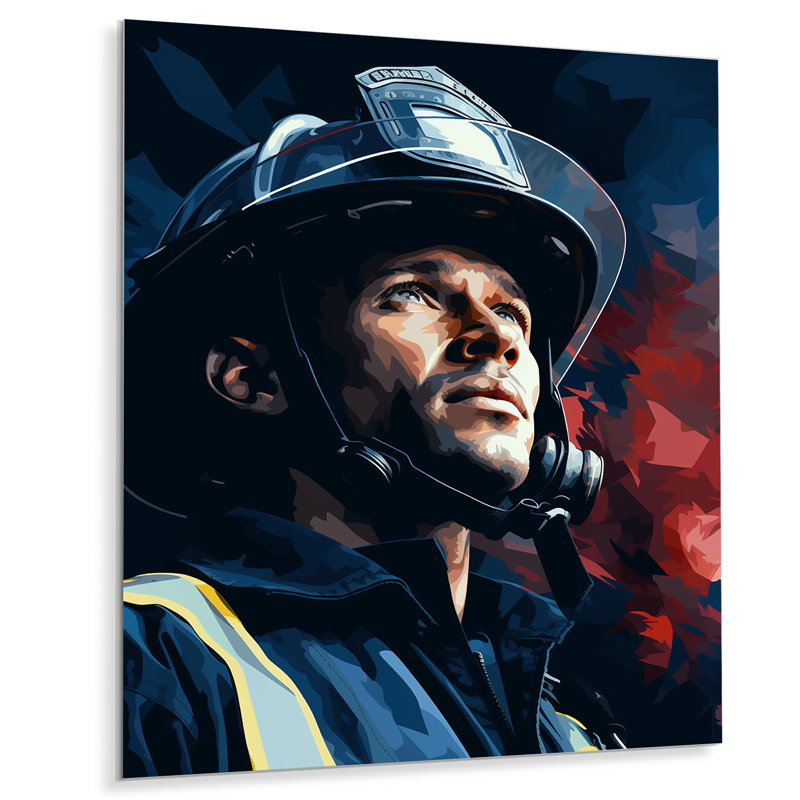 Honour And Courage Fireman Portrait  - Fireman Metal Wall Art, 20" H x 12" W x 1" D