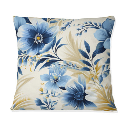 Fleurs bleues et blanches Retreat - Coussin Abstrait corail multicolore abstrait