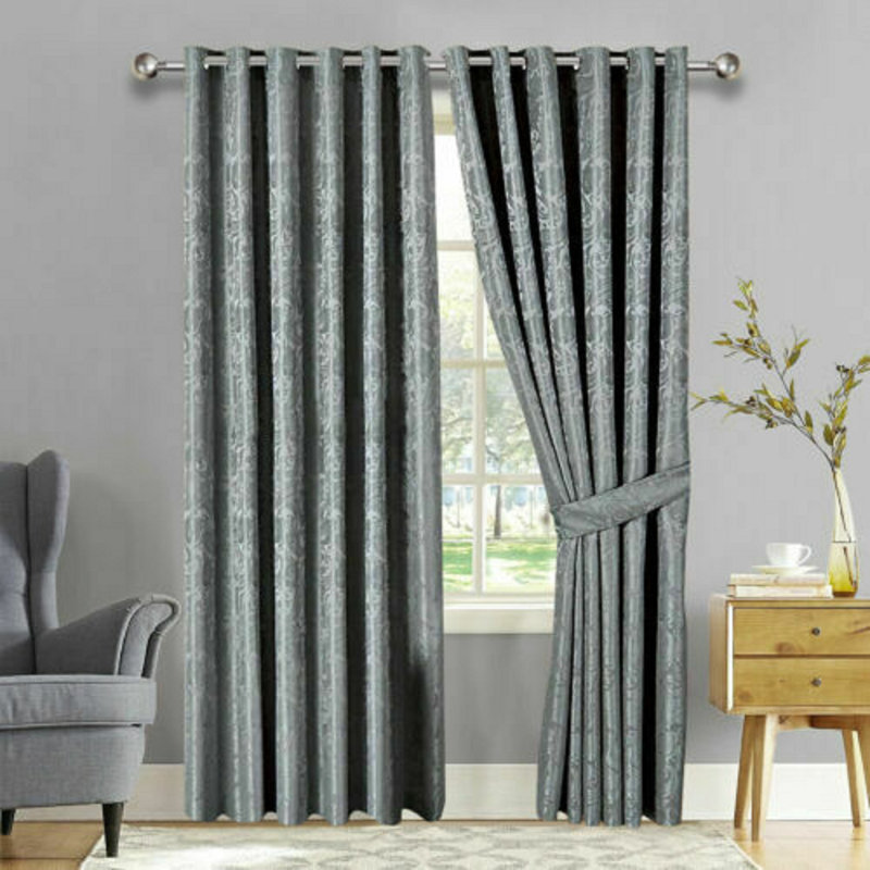 Gianluca Room Darkening Curtain Pair, White, Width 228 x Drop 228cm