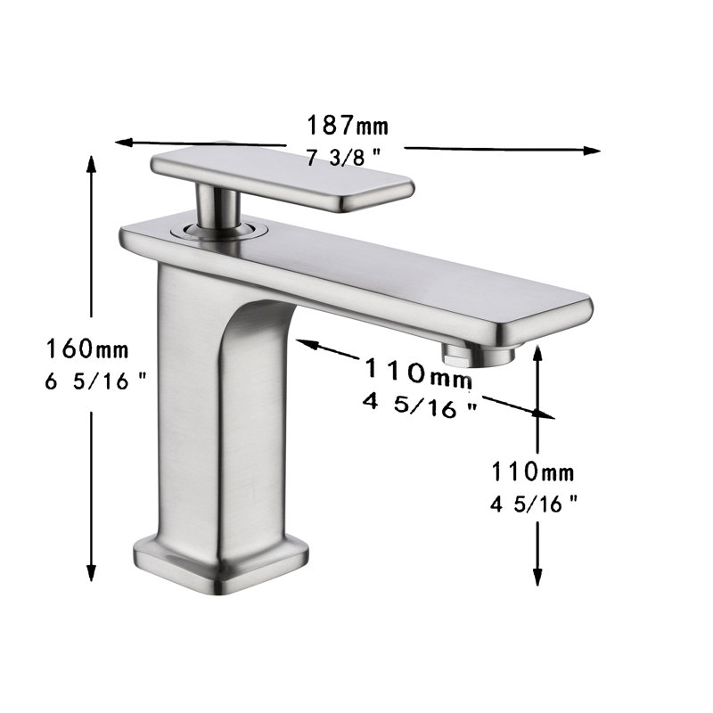 Topcraft Modern Single Hole Single Handle Brushed Nickel Bathroom Sink Faucet Lavatory Vanity Faucet, Brushed Nickel
