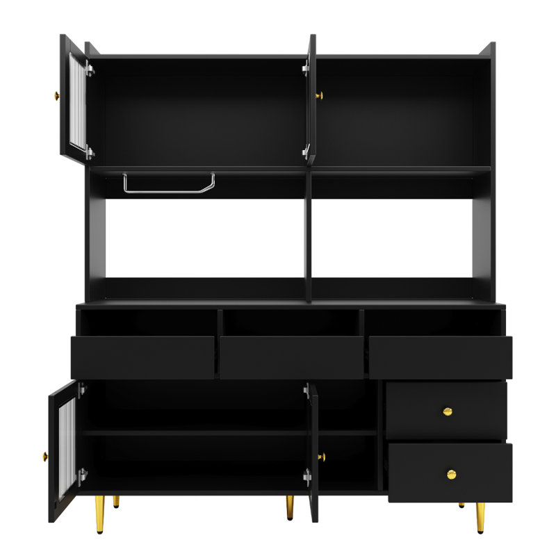 171cm Kitchen Pantry, Black