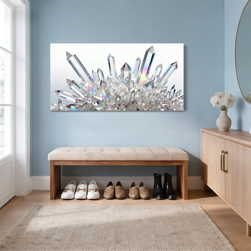 Ensemble de 1 tableau abstrait en toile tendue représentant un amas de cristaux, H 20 po x l 40 po