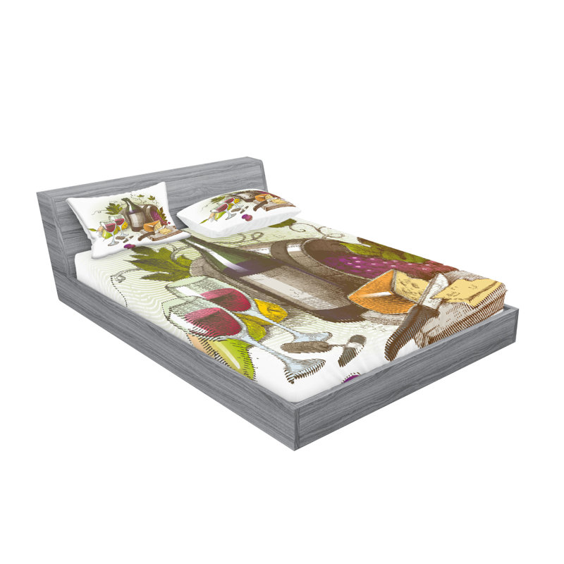 Multicolore drap-housse et coussin décoratif Ambesonne, Ensemble de draps pour très grand lit + 5 pièces