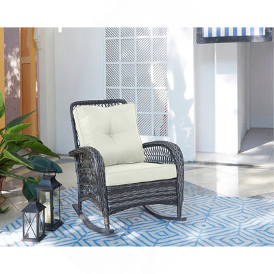 Chaise berçante rembourrée Fruttuo crème et noire