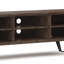Meuble télé industriel en bois d'acacia massif l 63 po Lowry pour téléviseur de 70 po ou moins avec 2 armoires et tablette ouverte-1418958435