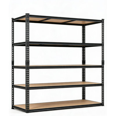 Étagère de rangement autoportante robuste à 5 niveaux en métal – Acier au carbone, capacité de 1 134 kg, étagère utilitaire réglable pour garage, sous-sol, cuisine, entrepôt – Noir mat – Dimensions : 120 x 45 x 183 cm