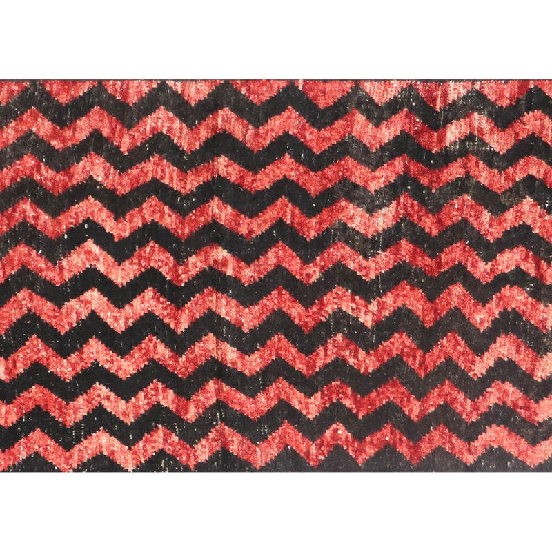 One-of-a-Kind Hand-Knotted 1960s 2'4" x 10'7" Runer Wool Area Rug in Red/Black