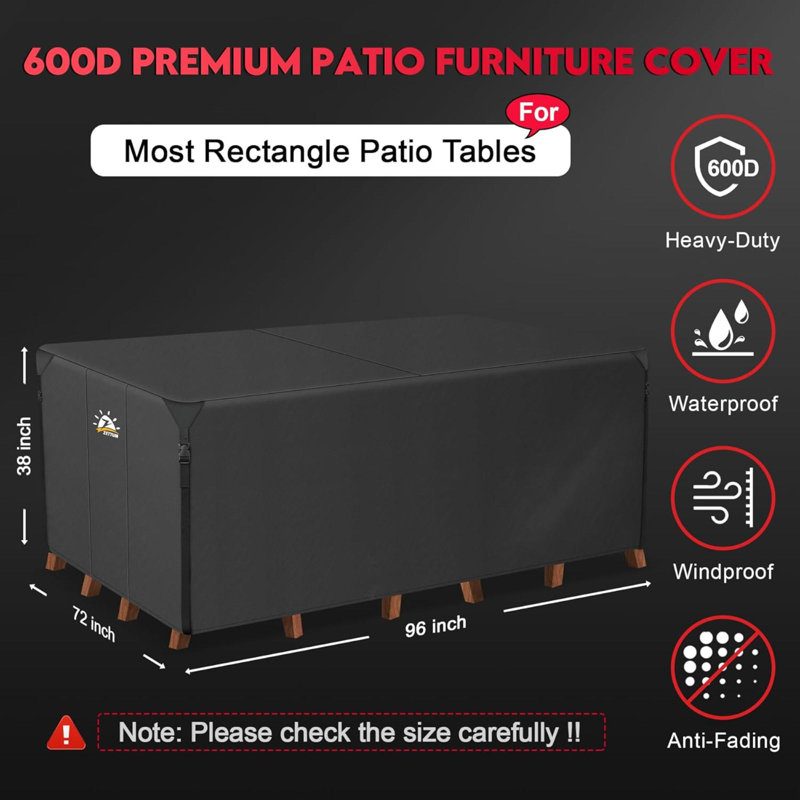 Patio Furniture Cover Rectangle - 600D Outdoor Table Cover Waterproof & Heavy Duty, Lawn Furniture Set Covers For Outside Rectangular Dining Table And Chairs Seating Combo