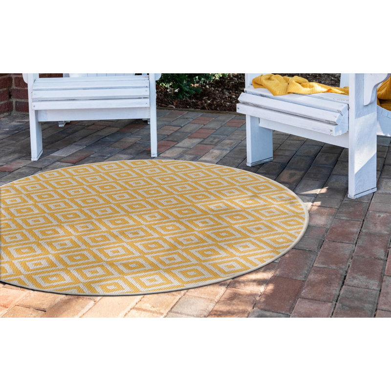 Tapis d'extérieur couleur or, Rond 6 pi 7 po