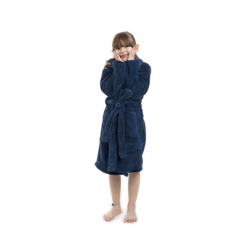 Peignoir en molleton pour enfants châle en molleton pour enfants, TG, Bleu marine