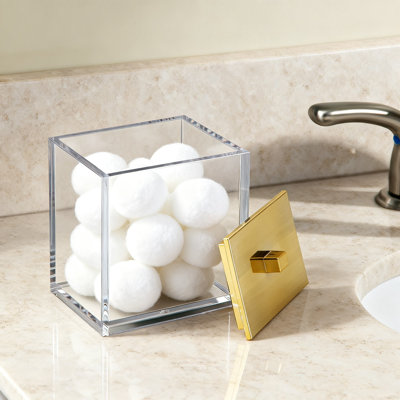 Plastic Rectangle Apothecary Canister Organizer  (Gold)