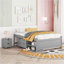 Lit double pleine grandeur, lit en bois massif avec lit gigogne, boîte de rangement sous le lit à 2 tiroirs, tablettes et table de chevet-106847906