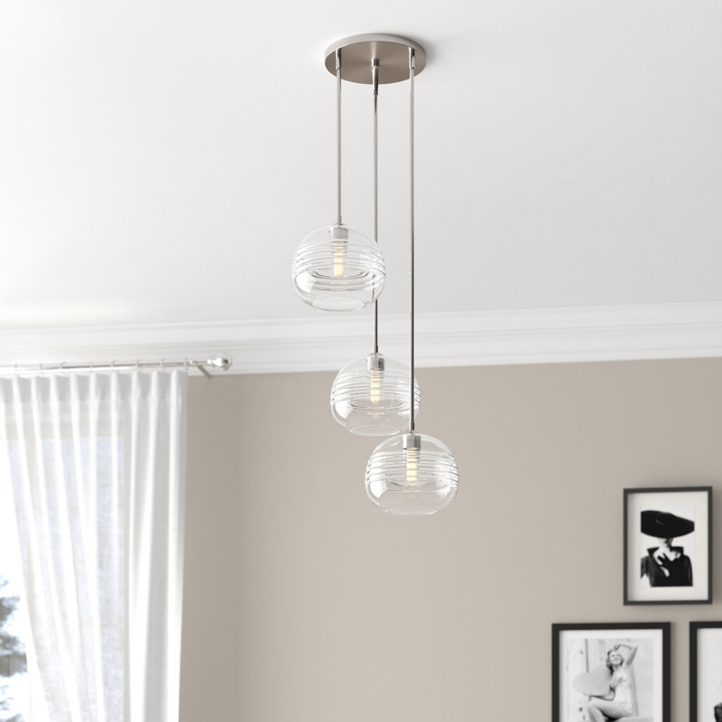 Calvert 3 - Light Cluster Pendant, Brushed Nickel