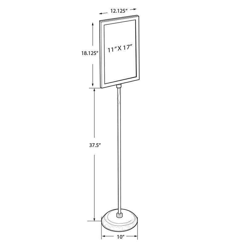 Chrome Metal Two-Sided Floor Stand Sign Holder, 11" x 17"