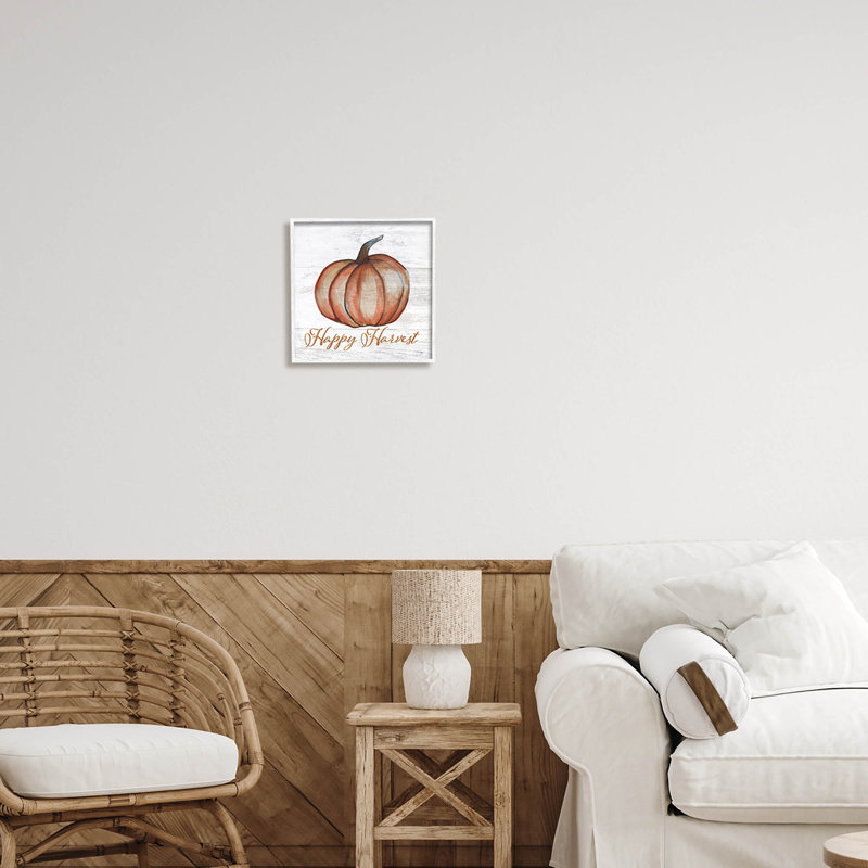 «Happy Harvest Pumpkin Country» à -311, H 12 po x l 12 po x P 1,5 po, Giclée encadrée blanc bord de mer