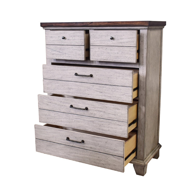 Commode 5 tiroirs Elgin, Ivoire