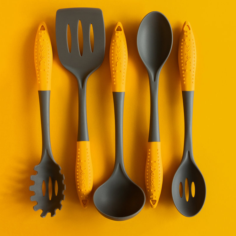 Ensemble d'ustensiles de cuisine en nylon 5 pièces Deiss Pro - Coffre-fort pour batterie de cuisine antiadhésive