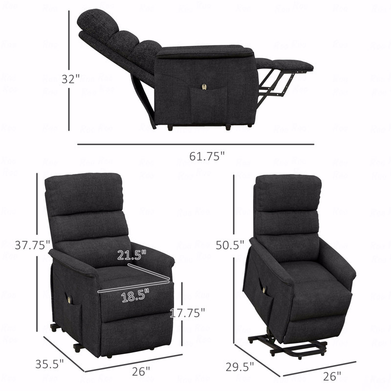 Electric Lift With Recliner Function Chair With Remote Control, Black, Black